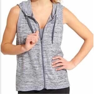Athleta Blissful Balance Open Back Zip Up Hoodie Vest Gray Size Small Athleisure